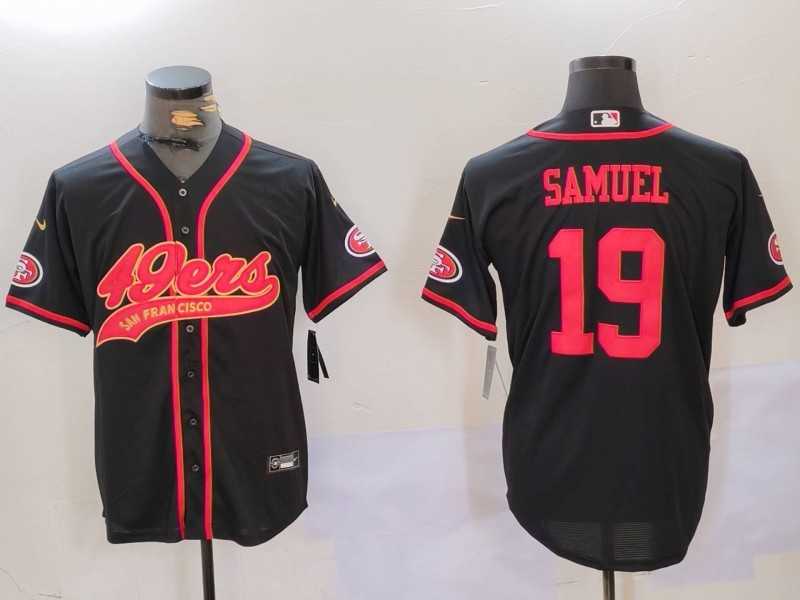 Mens San Francisco 49ers#19 Deebo Samuel Black With Patch Cool Base Stitched Baseball Jersey->san francisco 49ers->NFL Jersey